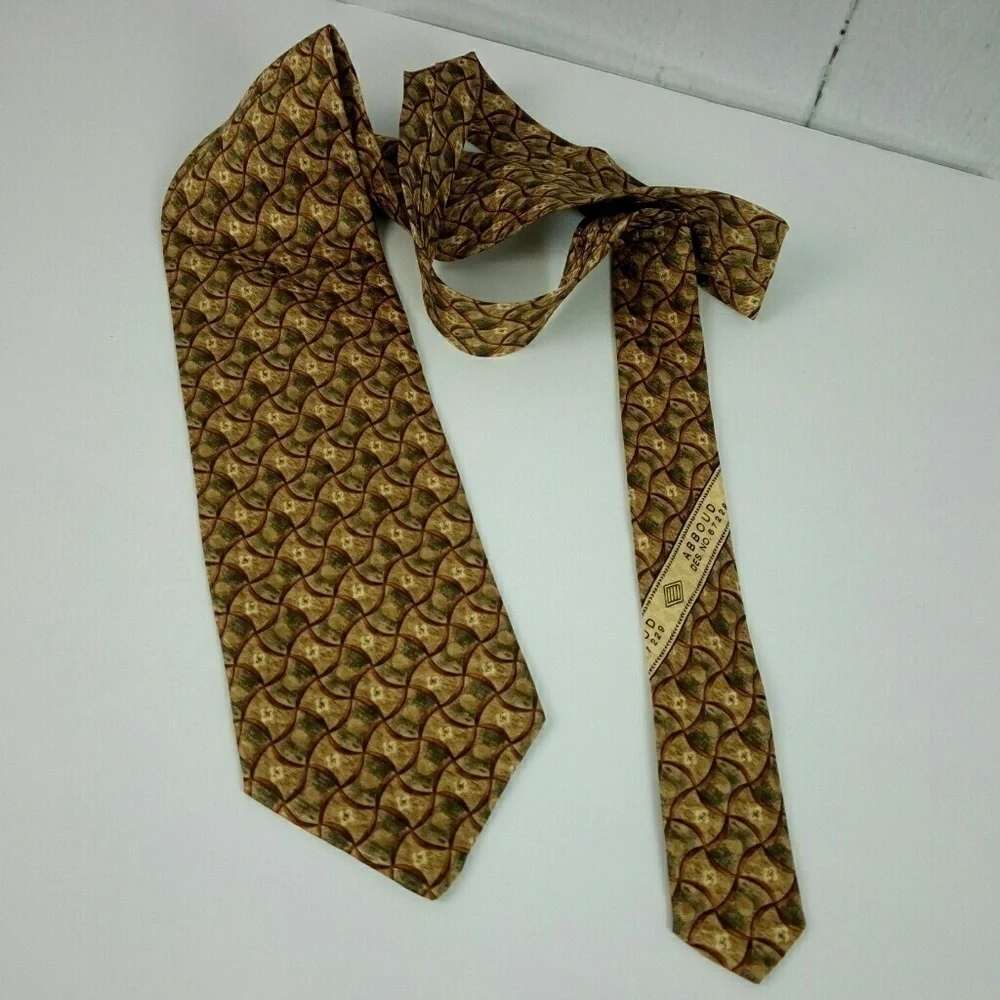 Joseph Abboud Golden Brown Green Silk Tie